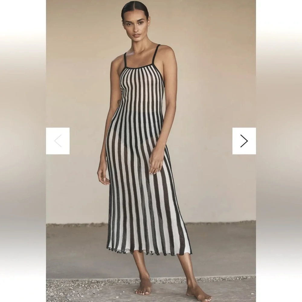 SOLID & STRIPED black white The Kayle Sleeveless Midi Dress M - Picture 1 of 5